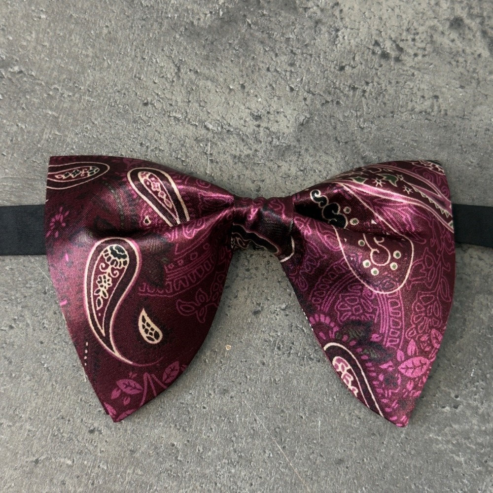 Mens Burgundy Paisley Bow Tie Adjustable Pre-Tied Formal Neckwear Burgundy Red